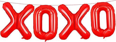 بالونات XOXO مقاس 40.64 سم، زينة لافتة معلقة، بالونات حروف من رقائق الألومنيوم الحمراء لعيد الحب، والذكرى السنوية، والزفاف، والخطوبة، والاقتراح، ومستلزمات حفلات توديع العزوبية in Saudi Arabia