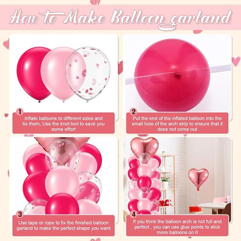 108 Pcs Galentines Day Decorations Set Latex and Confetti Galentines Balloon Arch Foil Heart and Lipstick Balloons for Valentines Day Supplies in Saudi Arabia