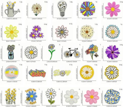 27PCS Daisy Flower Iron on Patches, Cute Floral Embroidered Iron on Patches for Clothes, Custom Colorful Applique for Hats, Jeans, Jackets, Bags, Backpacks, Dress in Saudi Arabia