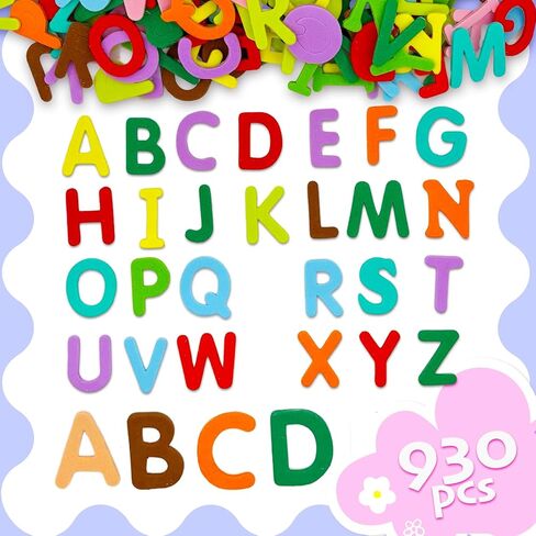 930 pcs Alphabet Letters Foam Stickers,2 sizes-12 Colors Self Adhesive A-Z Alphabet Stickers Craft Supplies for Kids DIY Spell Decorations in Saudi Arabia