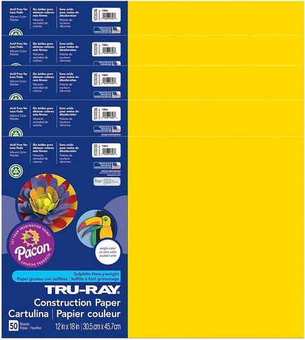 Tru-Ray® Construction Paper, Yellow, 12" x 18", 50 Sheets Per Pack, 5 Packs in Saudi Arabia