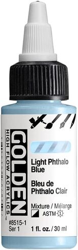 GOLDEN High Flow Acrylics, Light Phthalo Blue, 1 fl. oz. Bottle, Professional Acrylic Paint, Semi-Opaque in Saudi Arabia