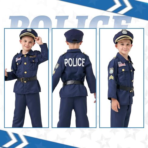 MGparty Police Officer Costume for Kids Halloween Police Cosplay Accessories for Boys Halloween Dress Up Party in Saudi Arabia