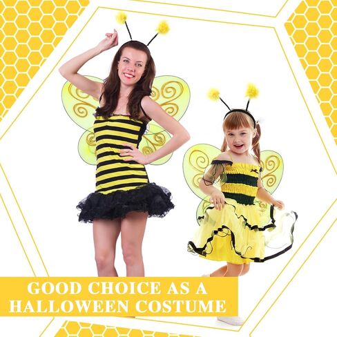 12 Set Bee Wings with Antenna Headband for Kids Halloween Costumes Accessories Yellow Bee Wings Grey Bee Wings Dress up Cosplay Party Favors for Women and Kids in Saudi Arabia