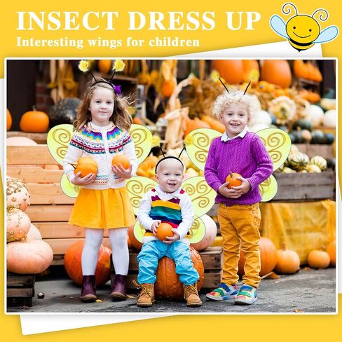 12 Set Bee Wings with Antenna Headband for Kids Halloween Costumes Accessories Yellow Bee Wings Grey Bee Wings Dress up Cosplay Party Favors for Women and Kids in Saudi Arabia