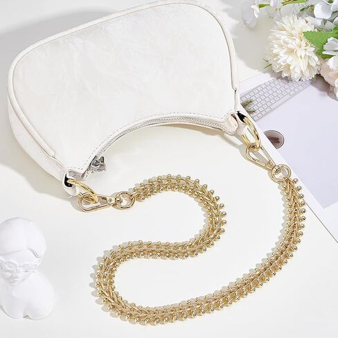 PH PandaHall 24.5 inch Chunky Purse Chain, 0.6 inch Wide Golden Bag Chain Strap Flat Alloy Bag Handle Replacement Purse Handle with Swivel Clasps for DIY Women Handbags Shoulder Bags Making in Saudi Arabia