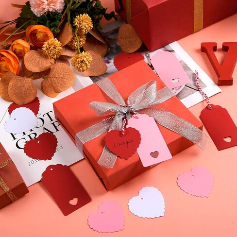 360 Pcs Valentines Day Gift Tags Heart Kraft Paper Tags Valentine's Day Theme Hanging Name Tags Labels with String for Valentine's Day Wedding Birthday Party Wrapping DIY Supplies(Red, White, Pink) in Saudi Arabia