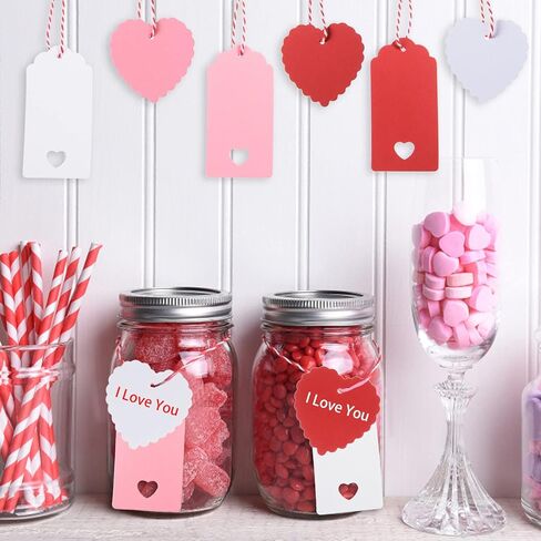 360 Pcs Valentines Day Gift Tags Heart Kraft Paper Tags Valentine's Day Theme Hanging Name Tags Labels with String for Valentine's Day Wedding Birthday Party Wrapping DIY Supplies(Red, White, Pink) in Saudi Arabia
