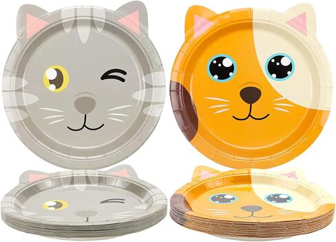 Cat Shaped Dinner Plates, Cat Birthday Party Disposable Plates, Cat Themed Party Tableware for Birthday, Party, Baby Shower, Kitten Theme Party Supplies (40ct) in Saudi Arabia