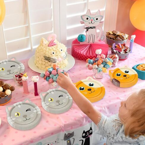 Cat Shaped Dinner Plates, Cat Birthday Party Disposable Plates, Cat Themed Party Tableware for Birthday, Party, Baby Shower, Kitten Theme Party Supplies (40ct) in Saudi Arabia