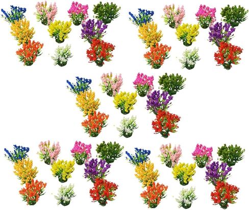 50 Pieces DIY Miniature Flower Vegetation Groups Fairy Garden Multicolor Miniature Static Scenery Model for Railroad Scenery, Height 3cm in Saudi Arabia