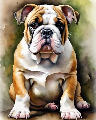 ZUVRDIAI Acrylic Adults Paint by Numbers Kits on Canvas, British Bulldog, DIY Oil Paintings Digital Painting, 40x50cm, Without Frame in Saudi Arabia