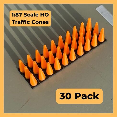 HO Scale (1:87) Traffic Cones (30 Pack) – Orange/Black Layout Detail in Saudi Arabia
