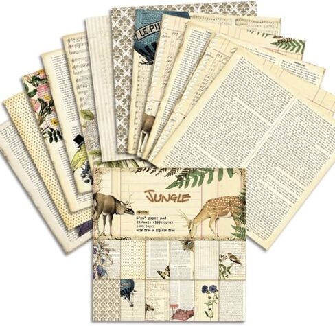 24pcs Vintage Junk Journal Craft Paper Pads Cutting Dies Art Background Origami Scrapbooking Card Making in Saudi Arabia