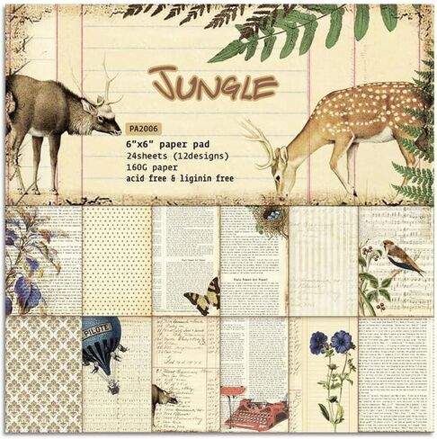 24pcs Vintage Junk Journal Craft Paper Pads Cutting Dies Art Background Origami Scrapbooking Card Making in Saudi Arabia