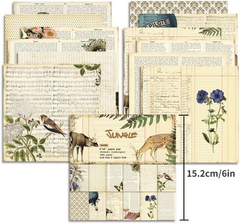 24pcs Vintage Junk Journal Craft Paper Pads Cutting Dies Art Background Origami Scrapbooking Card Making in Saudi Arabia