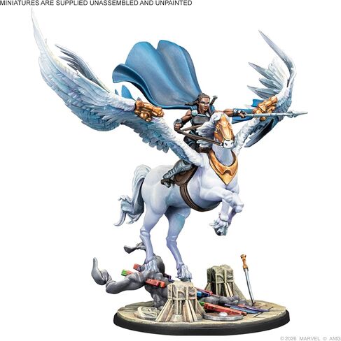 Asmodee Marvel: Crisis Protocol Valkyrie on Elendil & Warriors Three Character Pack -Mounted Valkyrie & Fandral, Hogun, Volstagg, Tabletop Superhero Game, Ages 14+, 2 Players, 90 Minute Playtime in Saudi Arabia