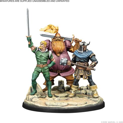 Asmodee Marvel: Crisis Protocol Valkyrie on Elendil & Warriors Three Character Pack -Mounted Valkyrie & Fandral, Hogun, Volstagg, Tabletop Superhero Game, Ages 14+, 2 Players, 90 Minute Playtime in Saudi Arabia