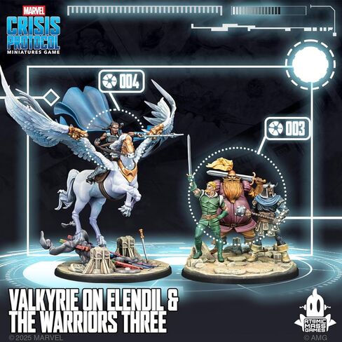 Asmodee Marvel: Crisis Protocol Valkyrie on Elendil & Warriors Three Character Pack -Mounted Valkyrie & Fandral, Hogun, Volstagg, Tabletop Superhero Game, Ages 14+, 2 Players, 90 Minute Playtime in Saudi Arabia