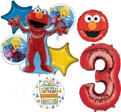 Sesame Street Elmo 3rd Birthday Party Supplies Balloon Bouquet Decorations in Saudi Arabia