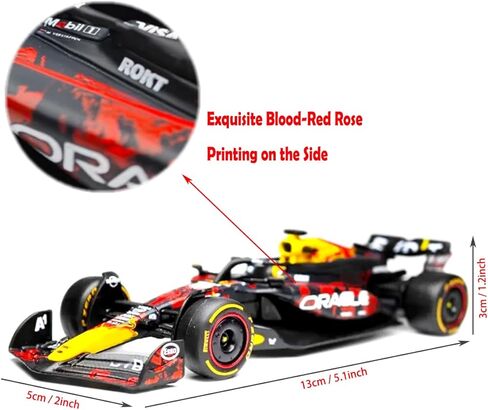 1/43 F1 RB20#1 British GP Alloy Diecast Model Car - Blood-Red Rose Printing, Collectible Formula 1 Miniature, Perfect Racing Fan Gift in Saudi Arabia