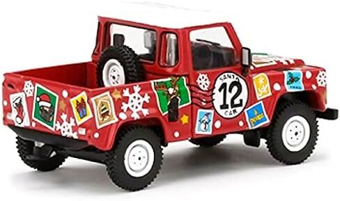 TRUE SCALE miniatures Defender 90 Pickup (RHD) 12 Santa Car Red & Santa Claus & Reindeer Figurines 2021 Christmas Ed. Ltd Ed 9999 pcs 1/64 Diecast Model by TSM MGT00320 in Saudi Arabia