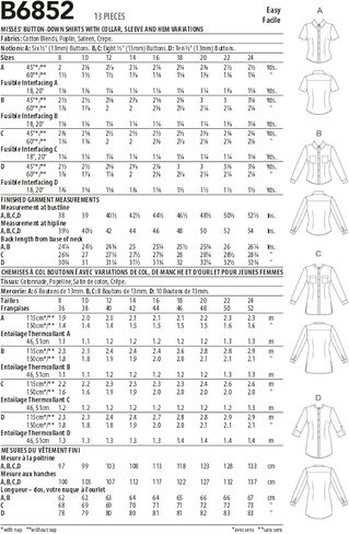 Butterick Misses' Button-Down Shirt, Code B6852 Sewing Pattern Kit, Sizes 16-18-20-22-24, Multicolor in Saudi Arabia