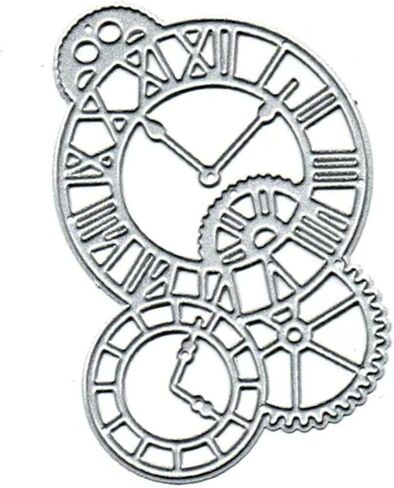 Vintage Clock Metal Cutting Dies – Gear and Time Axis Stencil for DIY Scrapbooking, Card Making, Photo Albums, and Embossing Paper Crafts, 6.3x8.7cm Craft Template for Kids' Arts Projects in Saudi Arabia
