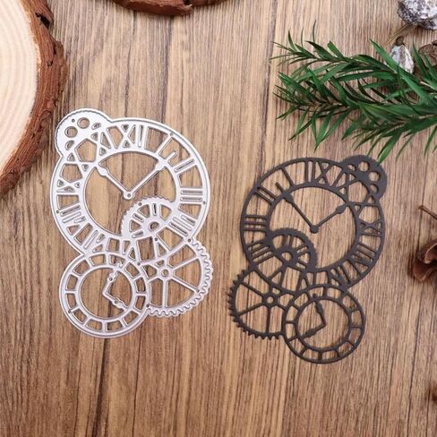 Vintage Clock Metal Cutting Dies – Gear and Time Axis Stencil for DIY Scrapbooking, Card Making, Photo Albums, and Embossing Paper Crafts, 6.3x8.7cm Craft Template for Kids' Arts Projects in Saudi Arabia