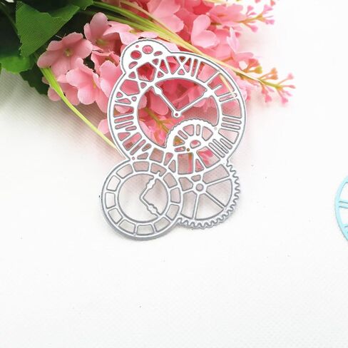 Vintage Clock Metal Cutting Dies – Gear and Time Axis Stencil for DIY Scrapbooking, Card Making, Photo Albums, and Embossing Paper Crafts, 6.3x8.7cm Craft Template for Kids' Arts Projects in Saudi Arabia