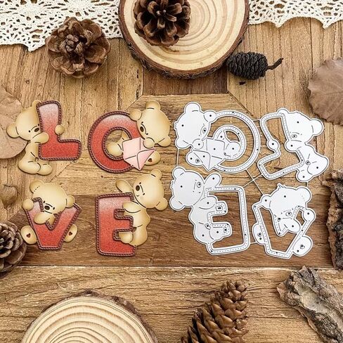 Love Letter Bears Frame Dies Metal Die Cuts, Love Letter Bears Cutting Dies Cut Stencils for DIY Scrapbooking Cards Photo Album Decorative Embossing Paper Dies for Scrapbooking Card Making in Saudi Arabia