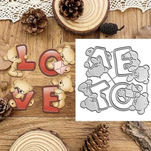 Love Letter Bears Frame Dies Metal Die Cuts, Love Letter Bears Cutting Dies Cut Stencils for DIY Scrapbooking Cards Photo Album Decorative Embossing Paper Dies for Scrapbooking Card Making in Saudi Arabia