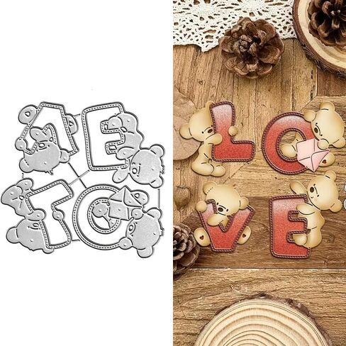 Love Letter Bears Frame Dies Metal Die Cuts, Love Letter Bears Cutting Dies Cut Stencils for DIY Scrapbooking Cards Photo Album Decorative Embossing Paper Dies for Scrapbooking Card Making in Saudi Arabia