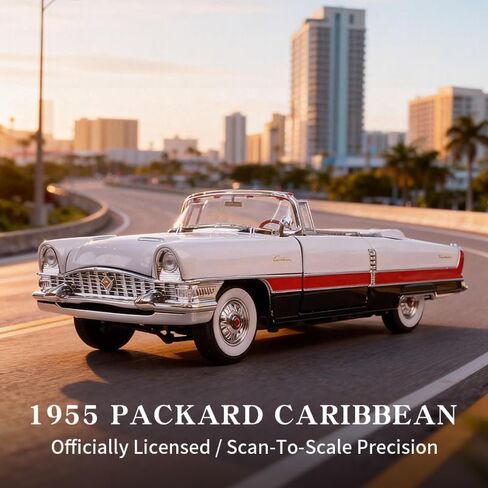 1955 ديترويت لاكشري المكشوفة 1:18 دييكاست - 352ci V8 ثلاثي النغمات | أبواب مفتوحة، وصلة توجيه، وصندوق هدايا مميز | الأعمار 14+ in Kuwait