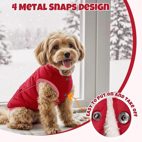 SlowTon Dog Coat - Warm Dog Winter Coat Waterproof, Reflective Winter Jacket with Pocket, Puppy Fleece Vest Pet Apparel Cold Weather Clothes for Small Medium Large Dogs Boy Girl (Red, M) in Saudi Arabia