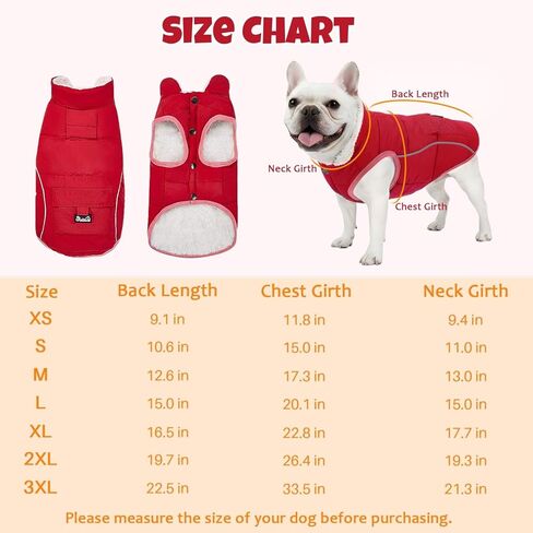 SlowTon Dog Coat - Warm Dog Winter Coat Waterproof, Reflective Winter Jacket with Pocket, Puppy Fleece Vest Pet Apparel Cold Weather Clothes for Small Medium Large Dogs Boy Girl (Red, M) in Saudi Arabia