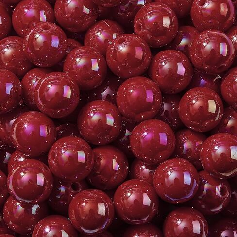 16mm Acrylic Bead 100pcs AB Red Color Acrylic Bead Chunk Bubblegum Beads for DIY Crafting Necklace Bracelet Jewelry Making Keychain (red) in Saudi Arabia