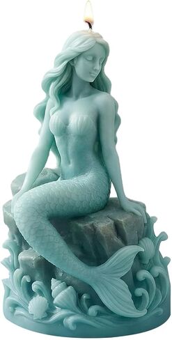 Mermaid on Rock Candle Molds Mermaid Silicone Candle Mold for Candles Making Resin Casting Aromatherapy Candles Handmade Wax Home Decor in Saudi Arabia