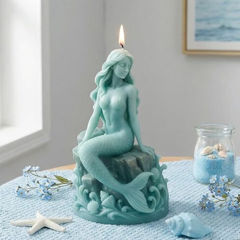 Mermaid on Rock Candle Molds Mermaid Silicone Candle Mold for Candles Making Resin Casting Aromatherapy Candles Handmade Wax Home Decor in Saudi Arabia