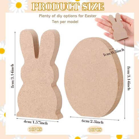 Gerrii 20 Pcs Easter Wooden Bunny Cutouts Unfinished Bunny Table Wooden Signs Egg Shaped Easter Blank Slice Signs for Crafts Spring Home Decor Classroom DIY(Wood) in Saudi Arabia
