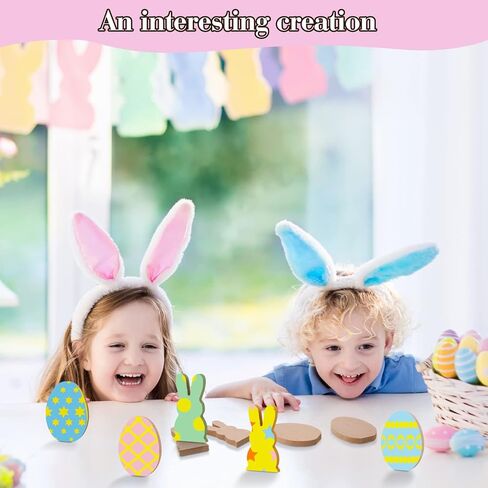 Gerrii 20 Pcs Easter Wooden Bunny Cutouts Unfinished Bunny Table Wooden Signs Egg Shaped Easter Blank Slice Signs for Crafts Spring Home Decor Classroom DIY(Wood) in Saudi Arabia