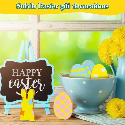 Gerrii 20 Pcs Easter Wooden Bunny Cutouts Unfinished Bunny Table Wooden Signs Egg Shaped Easter Blank Slice Signs for Crafts Spring Home Decor Classroom DIY(Wood) in Saudi Arabia