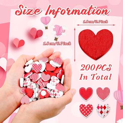 Yookeer 200 Pcs Valentine's Day Wooden Hearts, 3/4 Inch Red Wood Adhesive Stickers for Crafts, Small Wedding Heart Cutouts for Guest Book DIY Crafting Decoration in Saudi Arabia