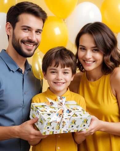 2 لفات من أشرطة موضوع شاحنة البناء 10 ياردات 2.5 بوصة هندسية شريط حافة سلكية للحفارة أشرطة طباعة للحرف اليدوية DIY تغليف الهدايا أقواس ديكور لوازم حفلات أعياد الميلاد in Kuwait