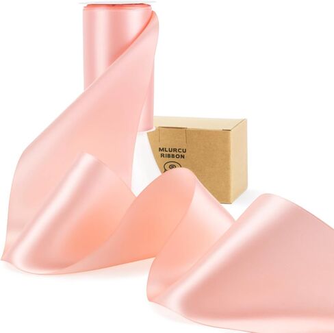 Light Peach Ribbon 4 Inch Wide Double Faced Satin Thick Polyester Silk Fabric Large Light Peach Ribbon for Chair Sashes Wedding Party Flower Bouquet Gift Wrapping Sewing Crafts Christmas Tree 10 Yds in Saudi Arabia