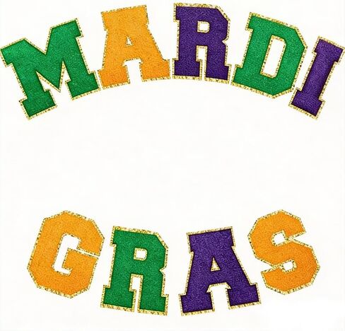 مجموعة 9 قطع من حديد الكرنفال على الرقع، رقعة حروف لامعة باللون الأرجواني الذهبي والأخضر، ورقع الكرنفال يمكن كيها على النقل مناسبة للملابس والقبعات والحرف اليدوية، وإكسسوارات حفلات الكرنفال in Kuwait