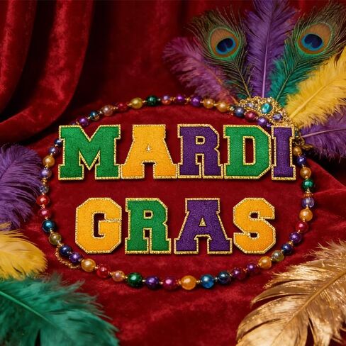 مجموعة 9 قطع من حديد الكرنفال على الرقع، رقعة حروف لامعة باللون الأرجواني الذهبي والأخضر، ورقع الكرنفال يمكن كيها على النقل مناسبة للملابس والقبعات والحرف اليدوية، وإكسسوارات حفلات الكرنفال in Kuwait