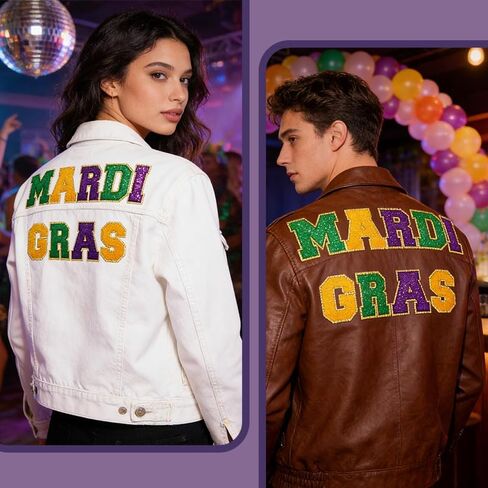 مجموعة 9 قطع من حديد الكرنفال على الرقع، رقعة حروف لامعة باللون الأرجواني الذهبي والأخضر، ورقع الكرنفال يمكن كيها على النقل مناسبة للملابس والقبعات والحرف اليدوية، وإكسسوارات حفلات الكرنفال in Kuwait