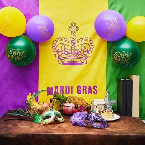 Gejoy 72 Pieces Mardi Gras Balloons Purple Gold and Green 12 Inch Carnival Party Latex Balloons for Mardis Gras Carnival Party in Saudi Arabia