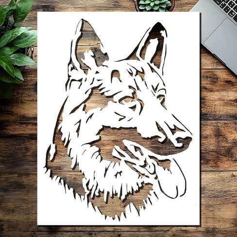 German Shepherd Dog Face Stencil, 8.5 x 11 Inch Reusable Flexible Plastic Template For Painting Drawing Airbrush Scrapbooking And DIY Crafts in Saudi Arabia